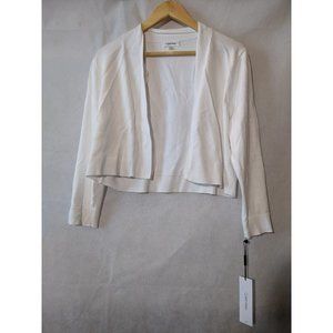 NWT Calvin Klein White Long Sleeve Open Front Cropped Cardigan Sweater Sz XL